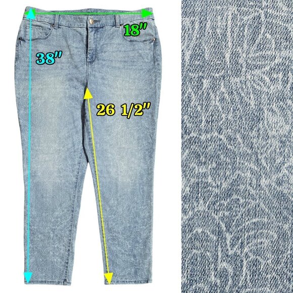 Chico's So Slimming Medallion Print Medium Wash Girlfriend Ankle Jeans Boho - Picture 2 of 10